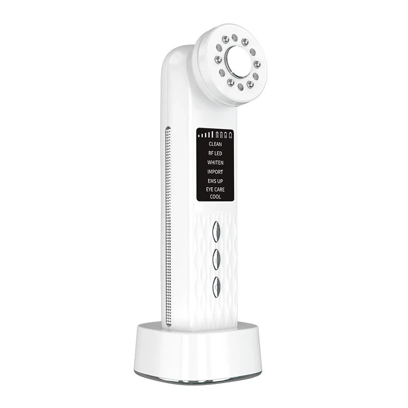 White electronic device with control panel on a white background