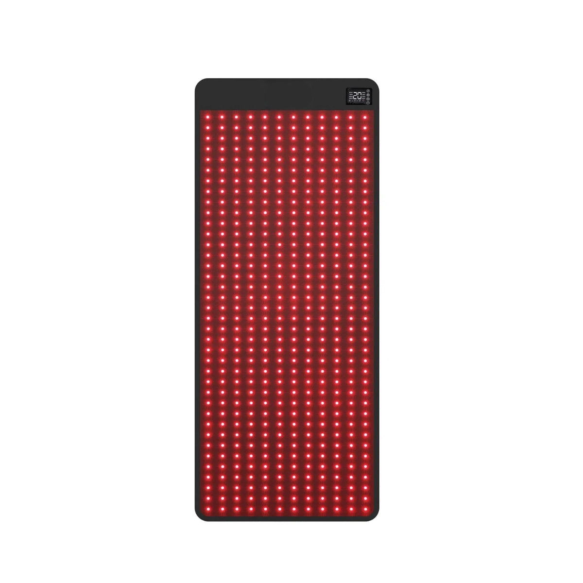 Rectangular LED panel with red lights on a white background