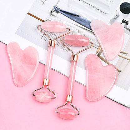 Haloral Rose Quartz Facial Roller & Gua Sha Set