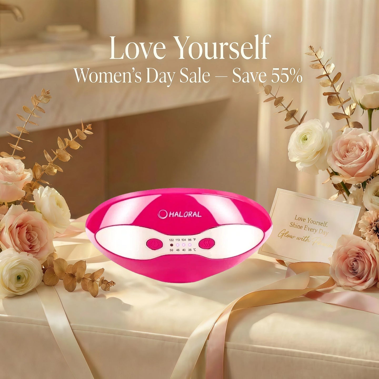 Dispositivo LED de doble acción para el cuidado de los labios y los ojos Haloral