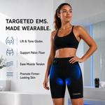 Woman wearing Haloral EMS Toning Shorts designed to support glute toning, pelvic floor training and hands-free muscle stimulation